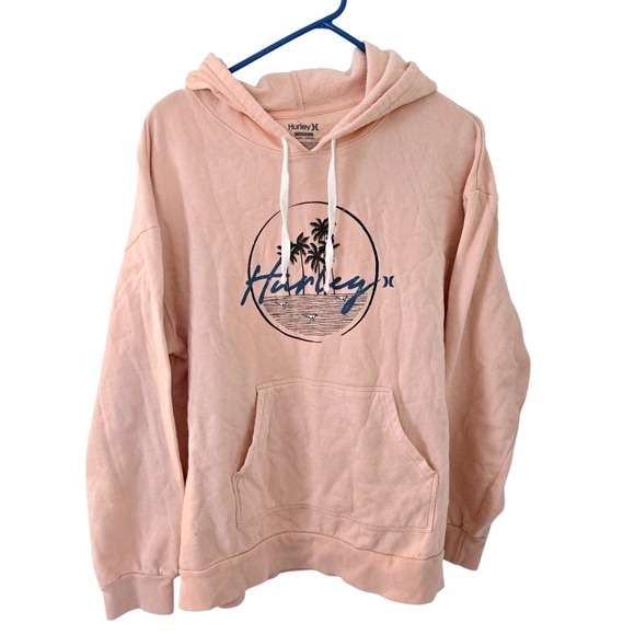 Hurley Tops - Hurley Women Peach Hoodie Palm Tree Beach Surf Pullover Large  100% Cotton